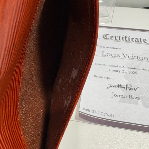 Authentic LOUIS VUITTON cognac epi leather pouch clutch with certificate - Picture 10 of 14